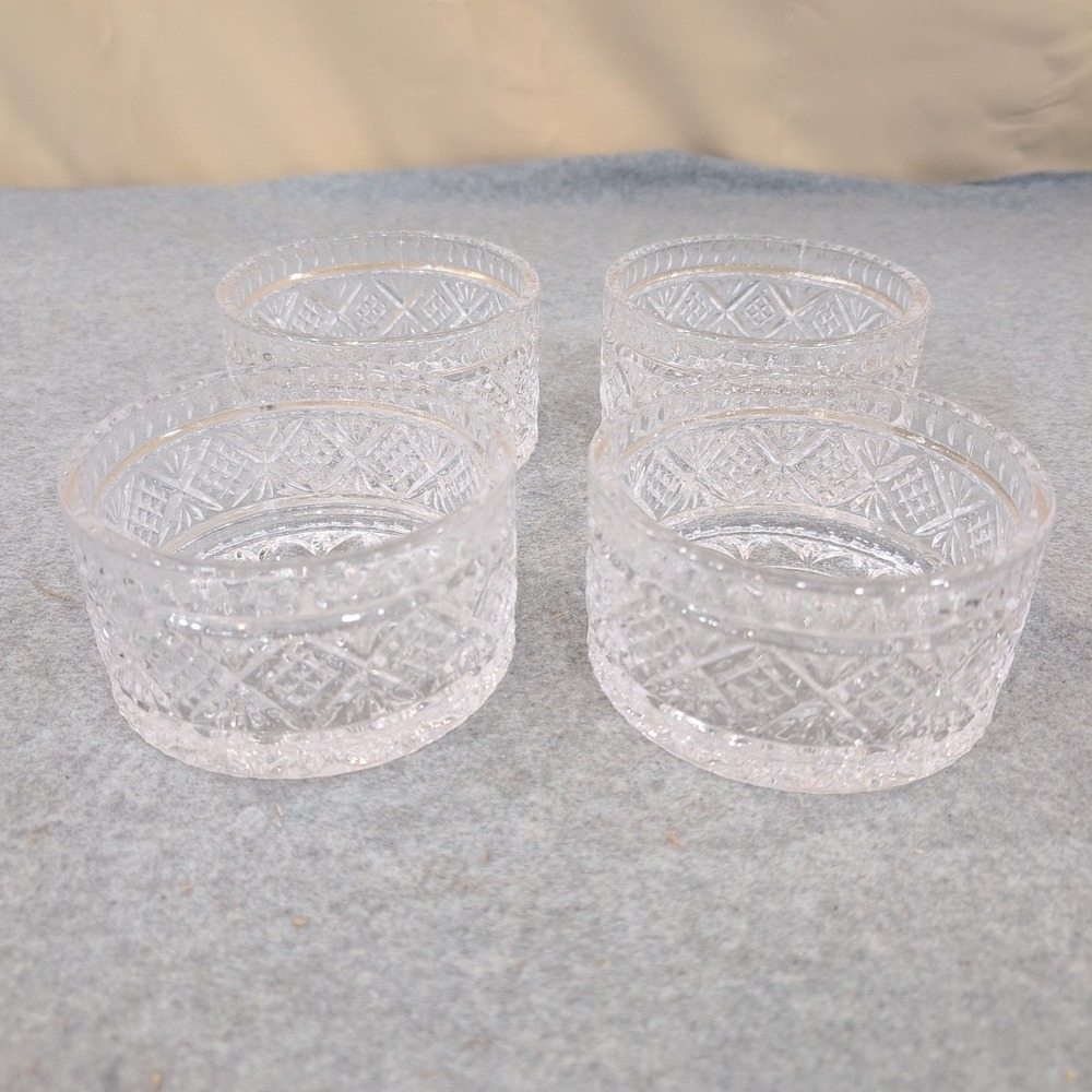 Shannon Dublin Crystal Salad Bowls Set of 4 Cut Glass Clear Round Dessert Dishes